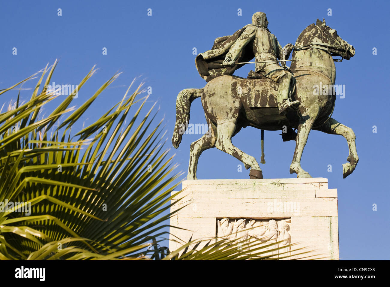 Italien, Kampanien, Neapel, Statue von Armando Diaz, berühmter italienischer Soldat, kämpfte im ersten Weltkrieg Stockfoto