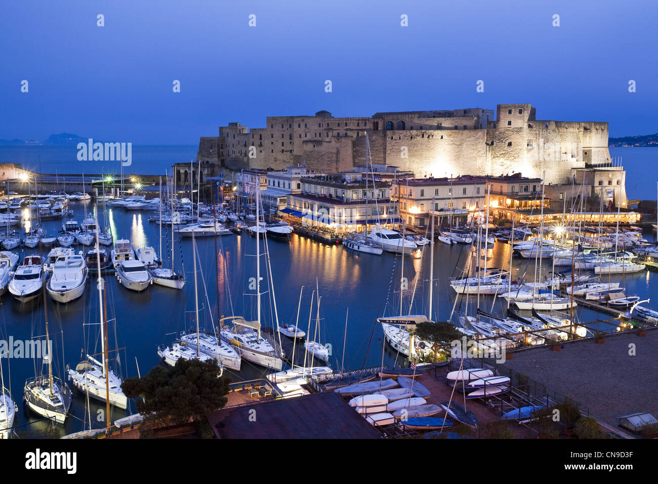 Altstadt, Weltkulturerbe von UNESCO, Megaride Insel, Castel Ovo, eine Burg erbauen, Naples, Campania, Italien Stockfoto