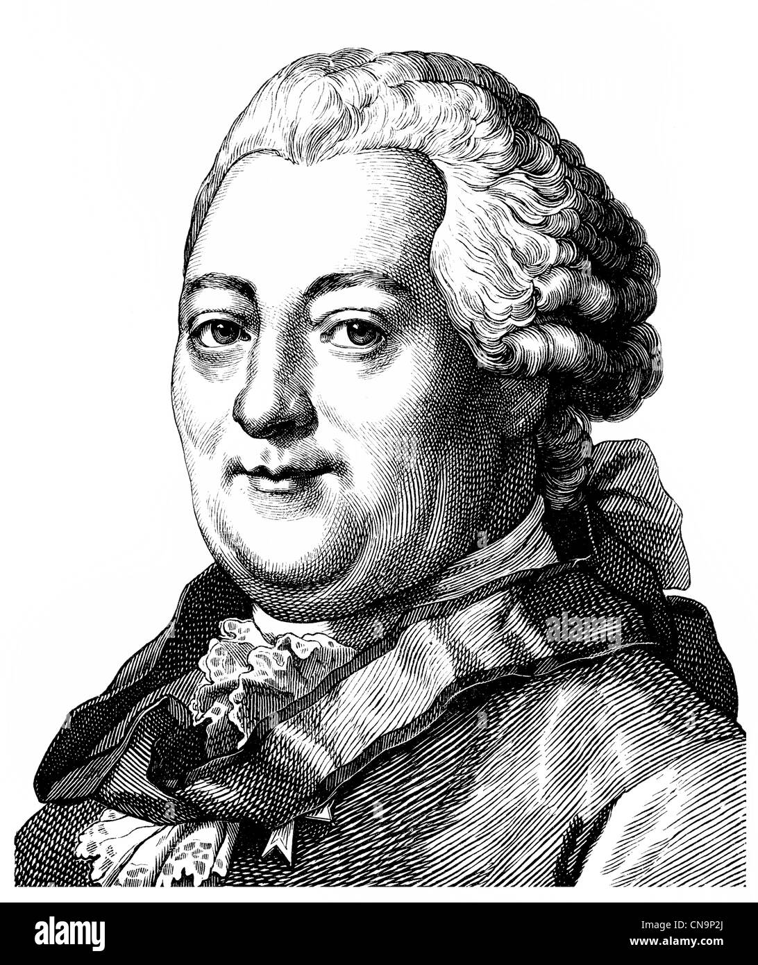 Historische Zeichnung, Christian Felix Weisse, 1726-1804, deutscher Schriftsteller und Lehrer der Aufklärung Stockfoto