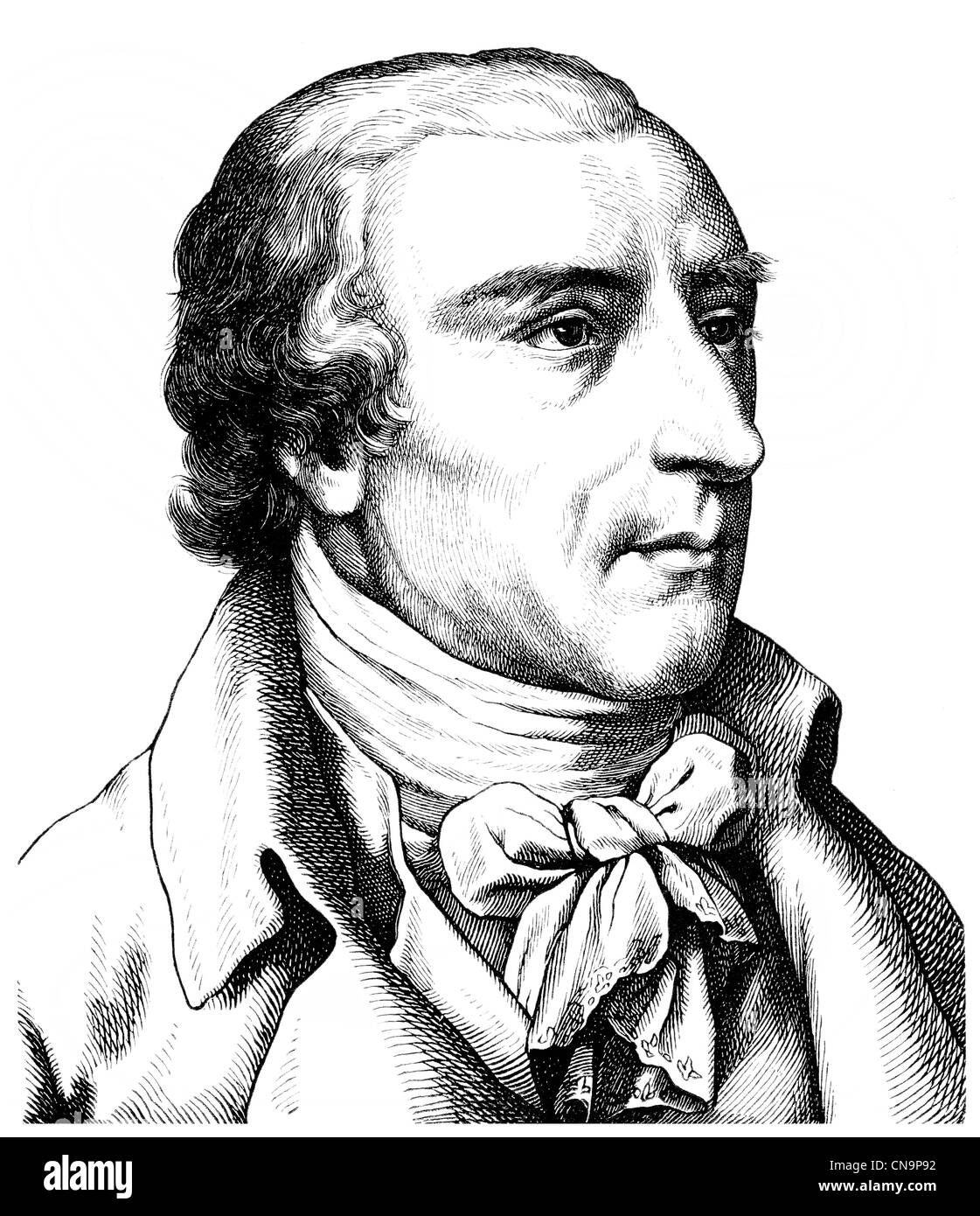 Historische Zeichnung, Joachim Heinrich Campe, 1746-1818, ein deutscher Schriftsteller der Aufklärung, Linguist, Pädagoge und Verleger Stockfoto