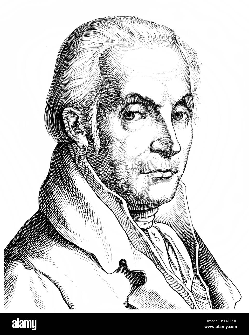 Historische Zeichnung, 19. Jahrhundert, August Wilhelm Iffland, 1759-1814, deutscher Schauspieler, Regisseur und Dramatiker Stockfoto