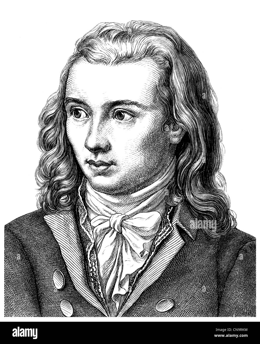 Novalis oder Georg Philipp Friedrich Freiherr von Hardenberg, 1772-1801, ein deutscher Schriftsteller der frühen Romantik Stockfoto