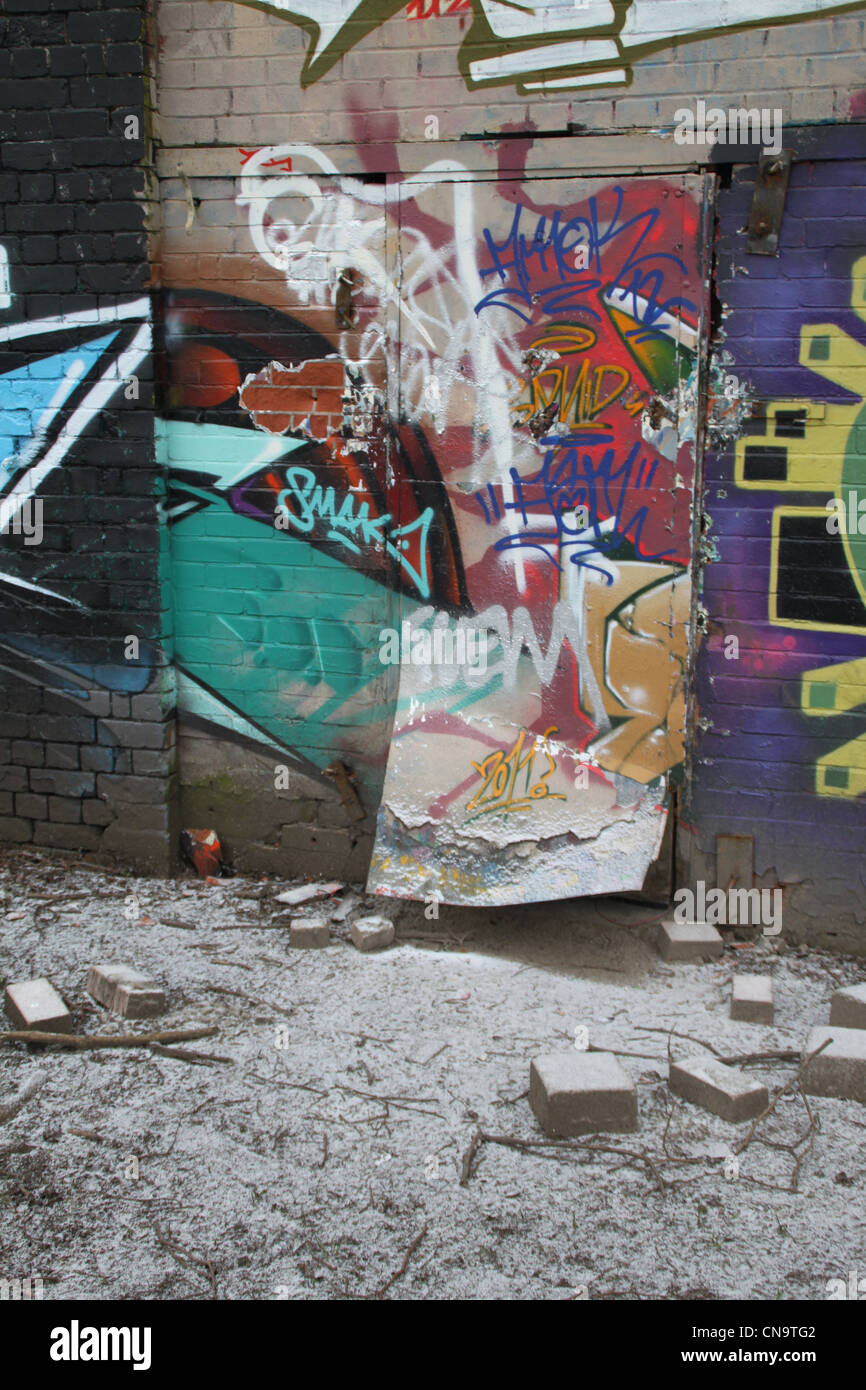 Wände mit Graffiti-Bilder Stockfoto