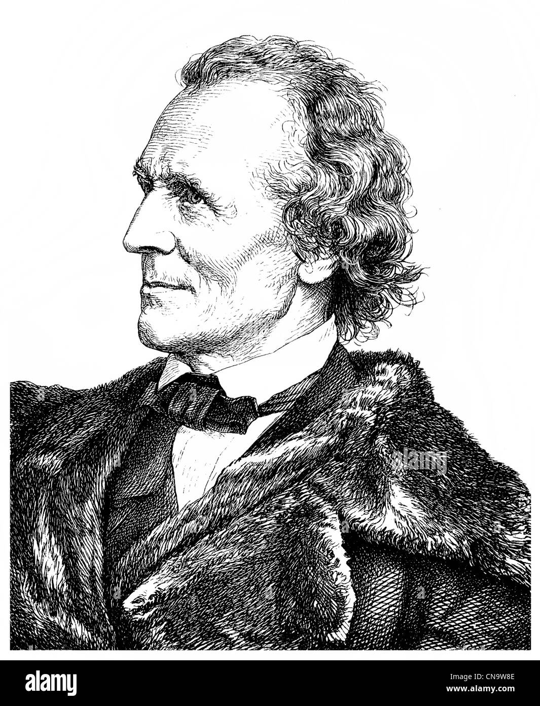 Historische Zeichnung, Julius Schnorr von Carolsfeld, 1794-1872, Maler und Direktor der Gemäldegalerie Dresden Stockfoto