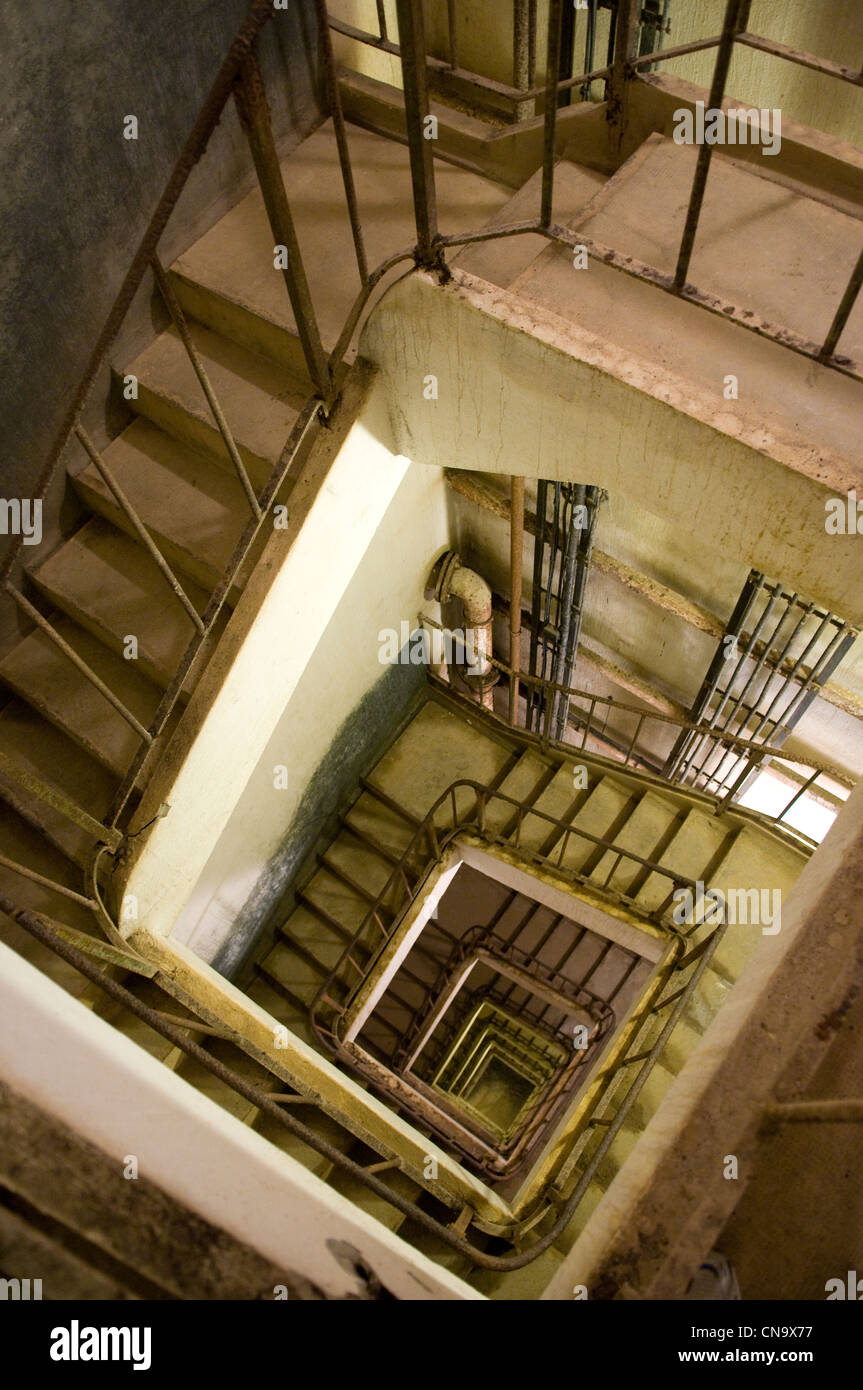 Frankreich, Ardennen, Villy la Ferte, Fort der Maginot-Linie, die Treppe, die in unterirdischen Gängen Stockfoto