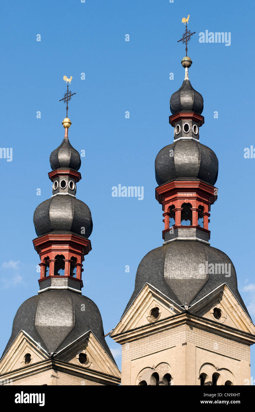 Deutschland, Rheinland-Pfalz, Koblenz, Glockenturm der Kirche Liebfrauenkirche Stockfoto