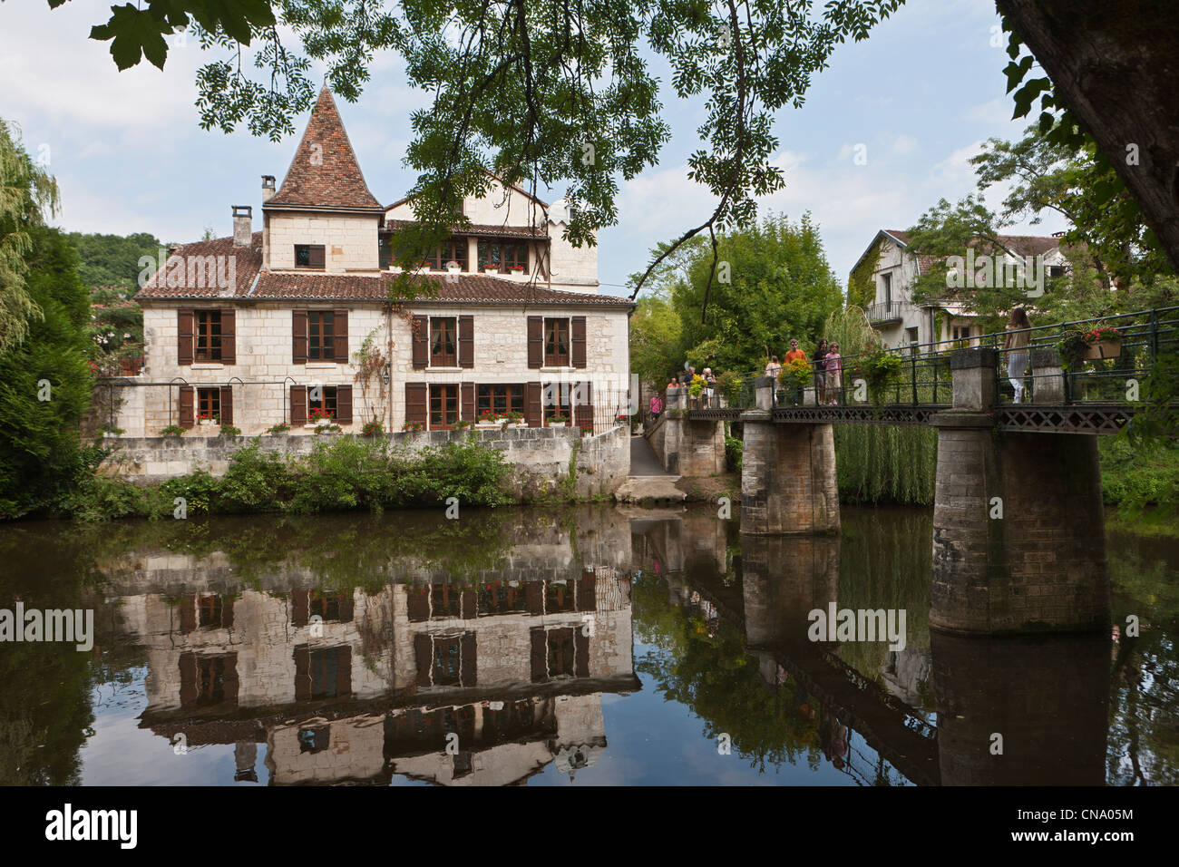 Frankreich, Dordogne, Brantome, altes Haus am Ufer des der Dronne Stockfoto