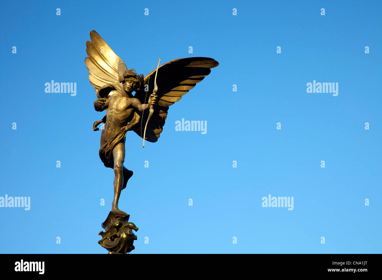 Statue des Eros in der Nachmittagssonne, Piccadilly Circus, London, England, UK, Deutschland, GB, Großbritannien, britische Inseln, Stockfoto
