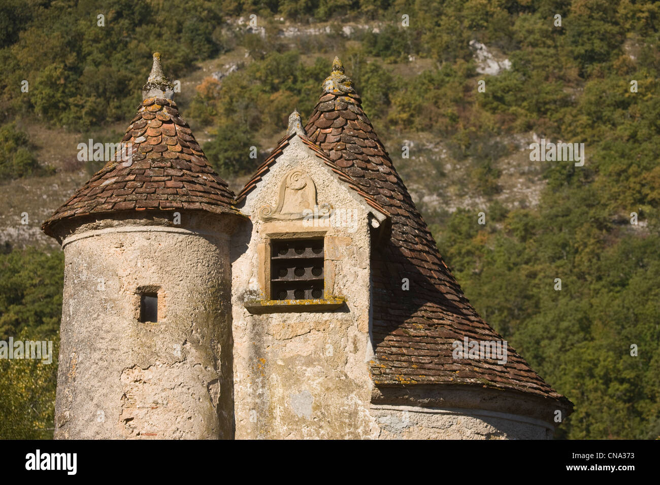 Frankreich, Menge, Autoire, Schloss Limargue, mit der Bezeichnung des fünfzehnten Jahrhunderts, die schönsten Dörfer Frankreichs Stockfoto