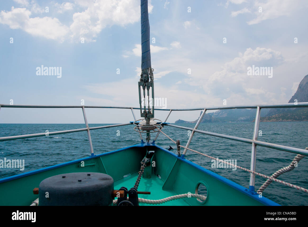 Board-Bug des Bootes yacht Stockfoto