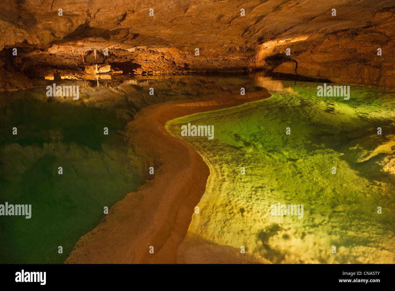 Frankreich, Lot, Padirac Schlucht Padirac escaliers große See escaliers Stockfoto