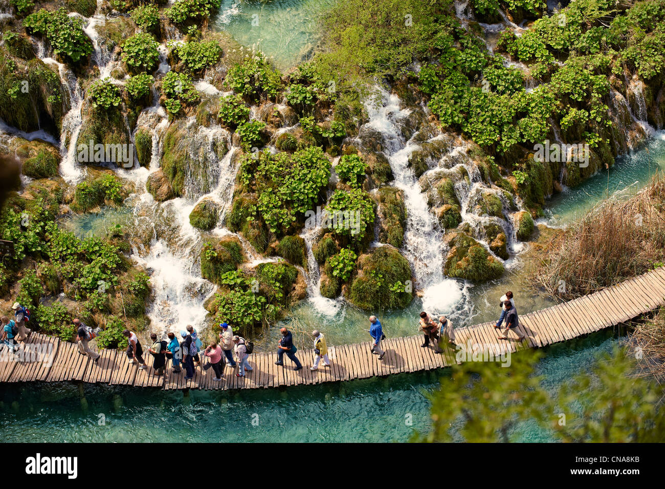 Plitvicer Wasserfälle. (Plitvička) Plitvice Lakes National Park, Kroatien. Ein UNESCO-Weltkulturerbe Stockfoto