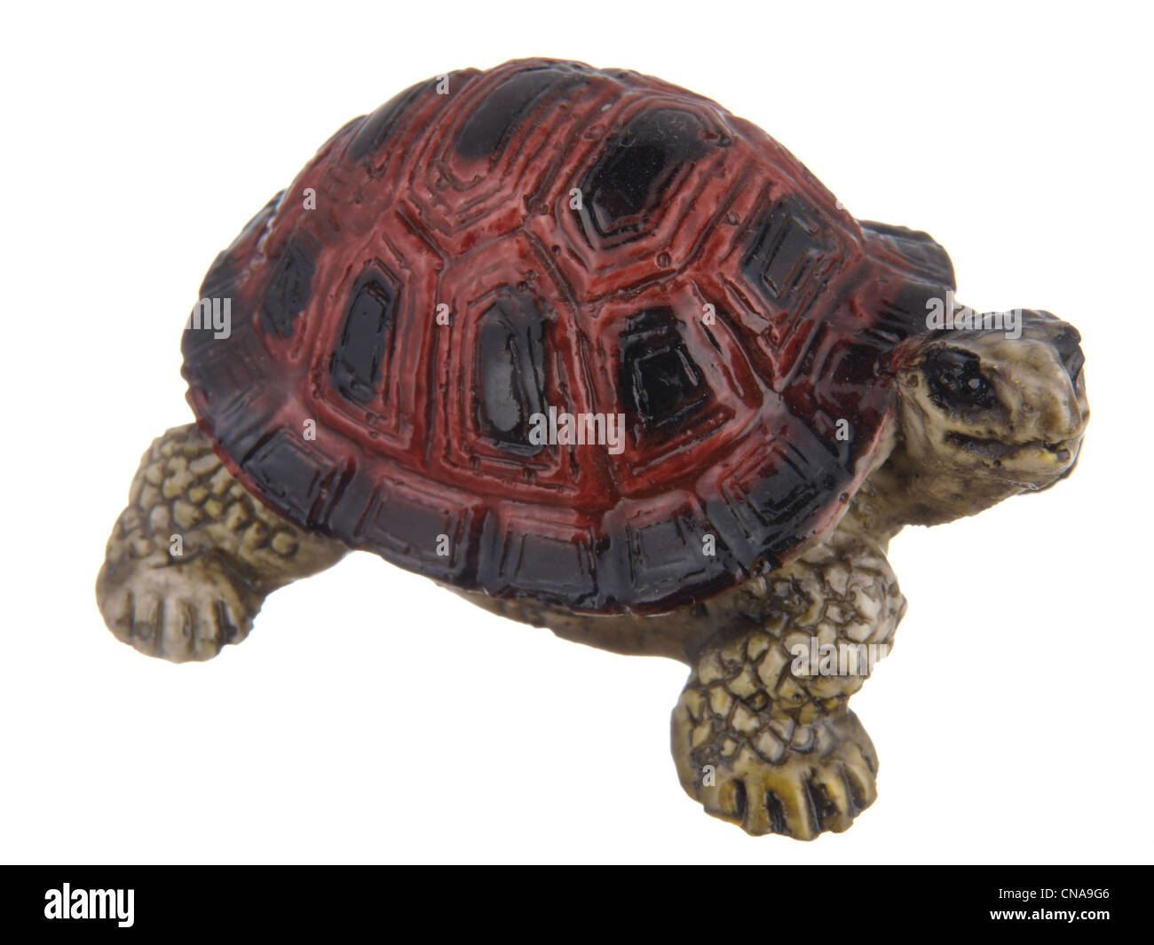 Keramik Figur Schildkröte auf weißem Hintergrund Stockfoto