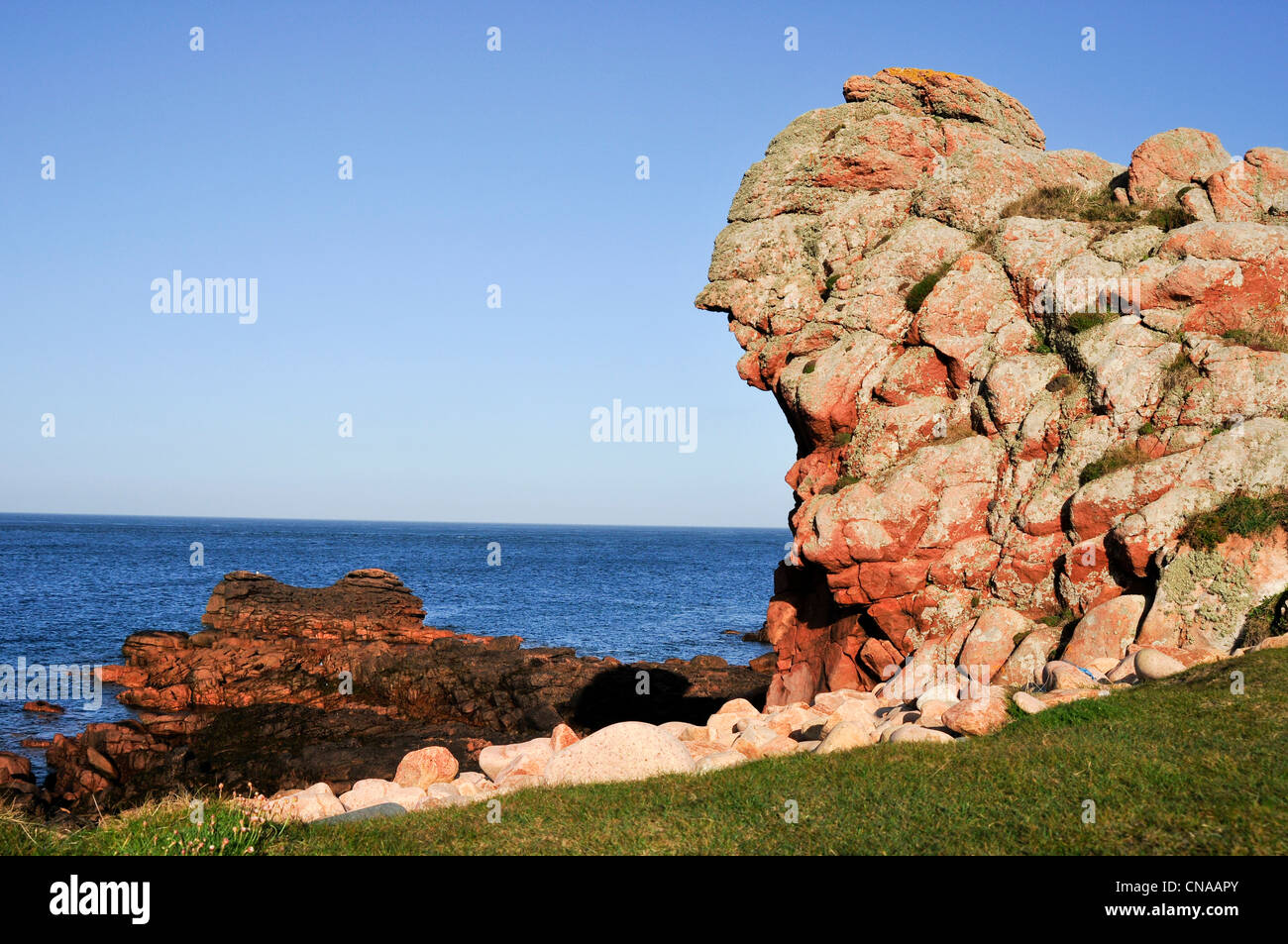 Frankreich, Côtes d ' Armor, Brehat Insel, anthropomorphe rosa Granitfelsen der Nordinsel Stockfoto