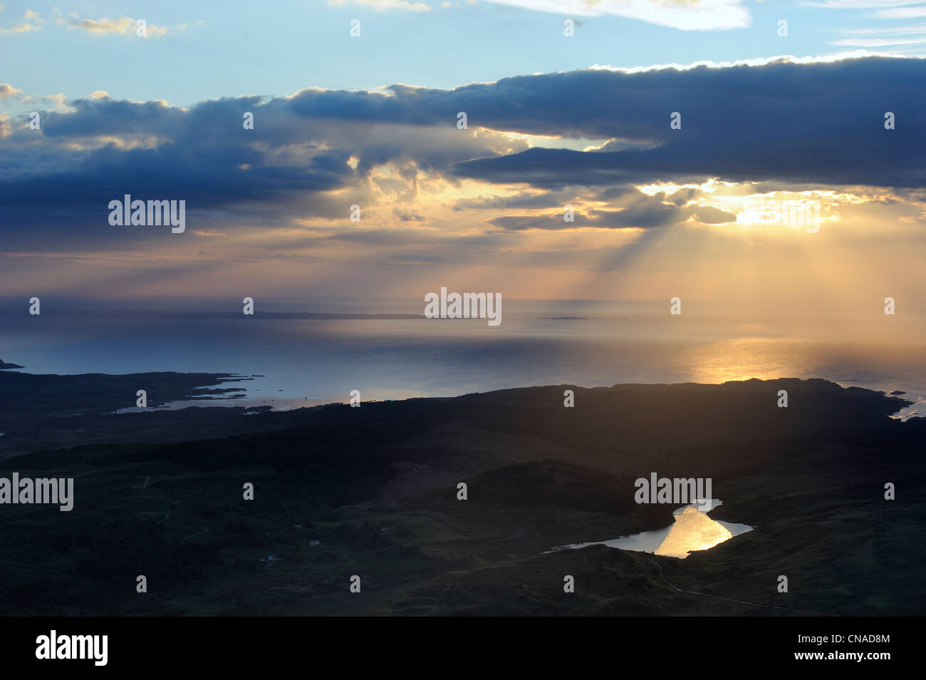 Großbritannien, Schottland, Highland, Inneren Hebriden, Isle of Mull, Quinish Punkt an der Nordküste (Luftbild) Stockfoto