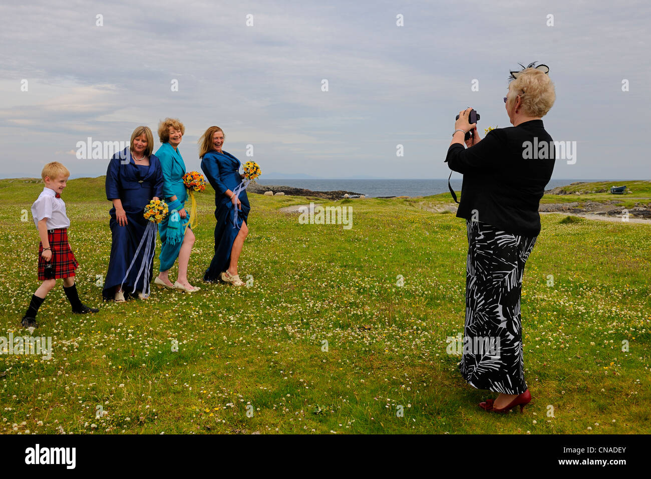 Großbritannien, Schottland, Inneren Hebriden Insel Tiree, traditionelle Hochzeit in Scarinish Stockfoto