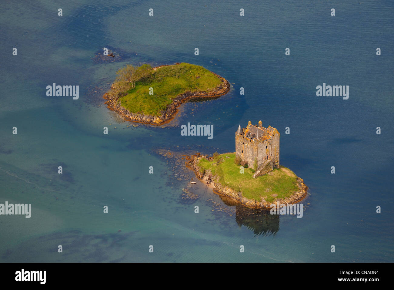 Großbritannien, Schottland, Highland, Port Appin Castle Stalker ist ein 4-geschossiges Turmhaus oder halten Sie malerisch auf einer Stockfoto