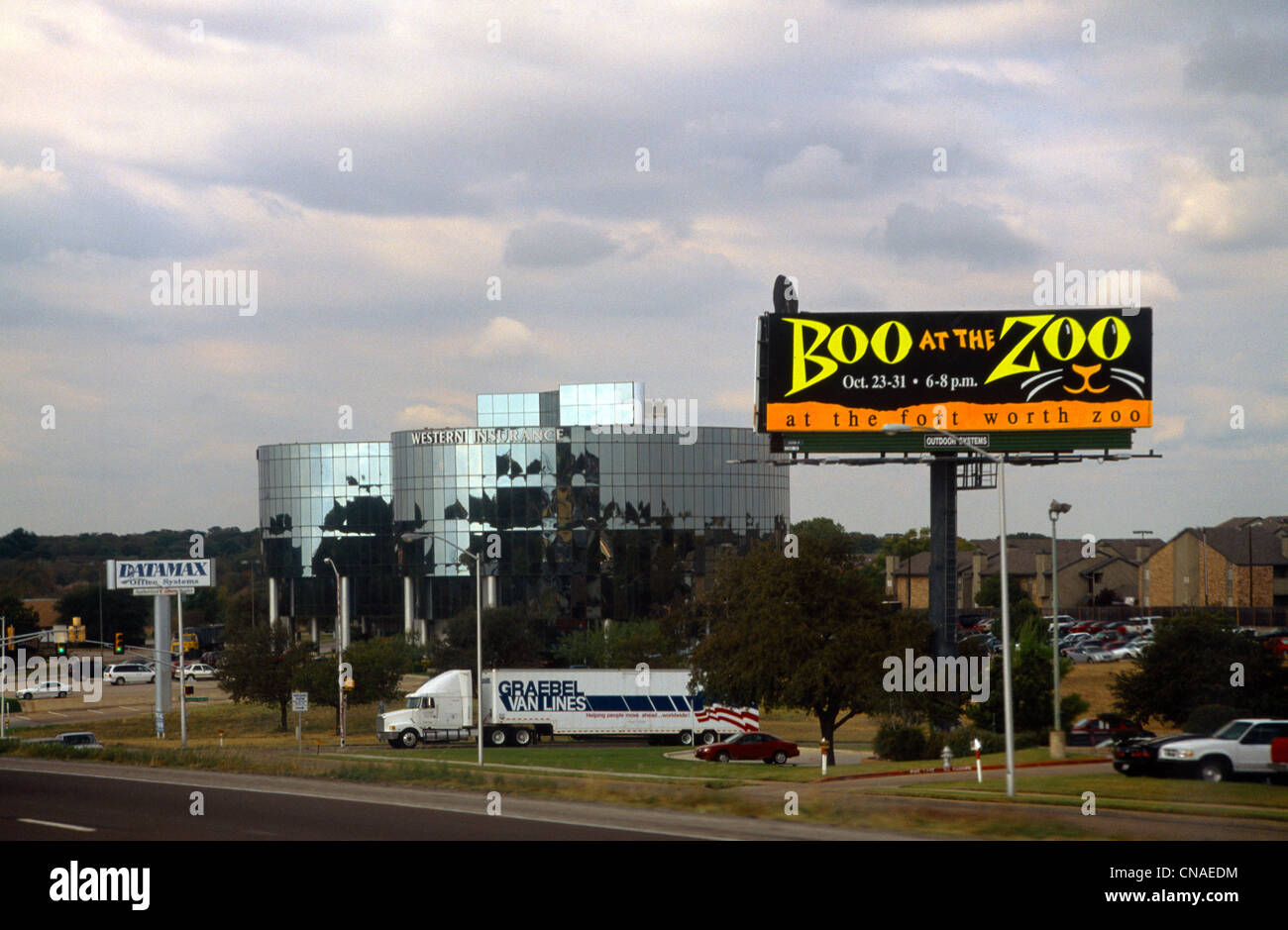 Texas USA Billboard seitlich der Straße Werbung Fort Worth Zoo Stockfoto