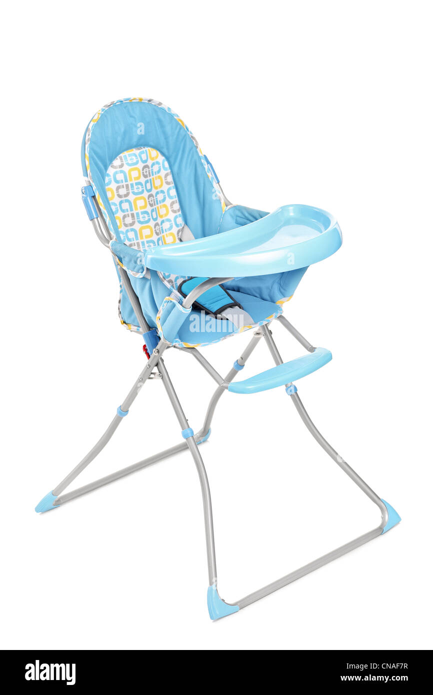 Eine Studioaufnahme einer Fütterung Stuhl isoliert auf weißem Hintergrund Stockfoto