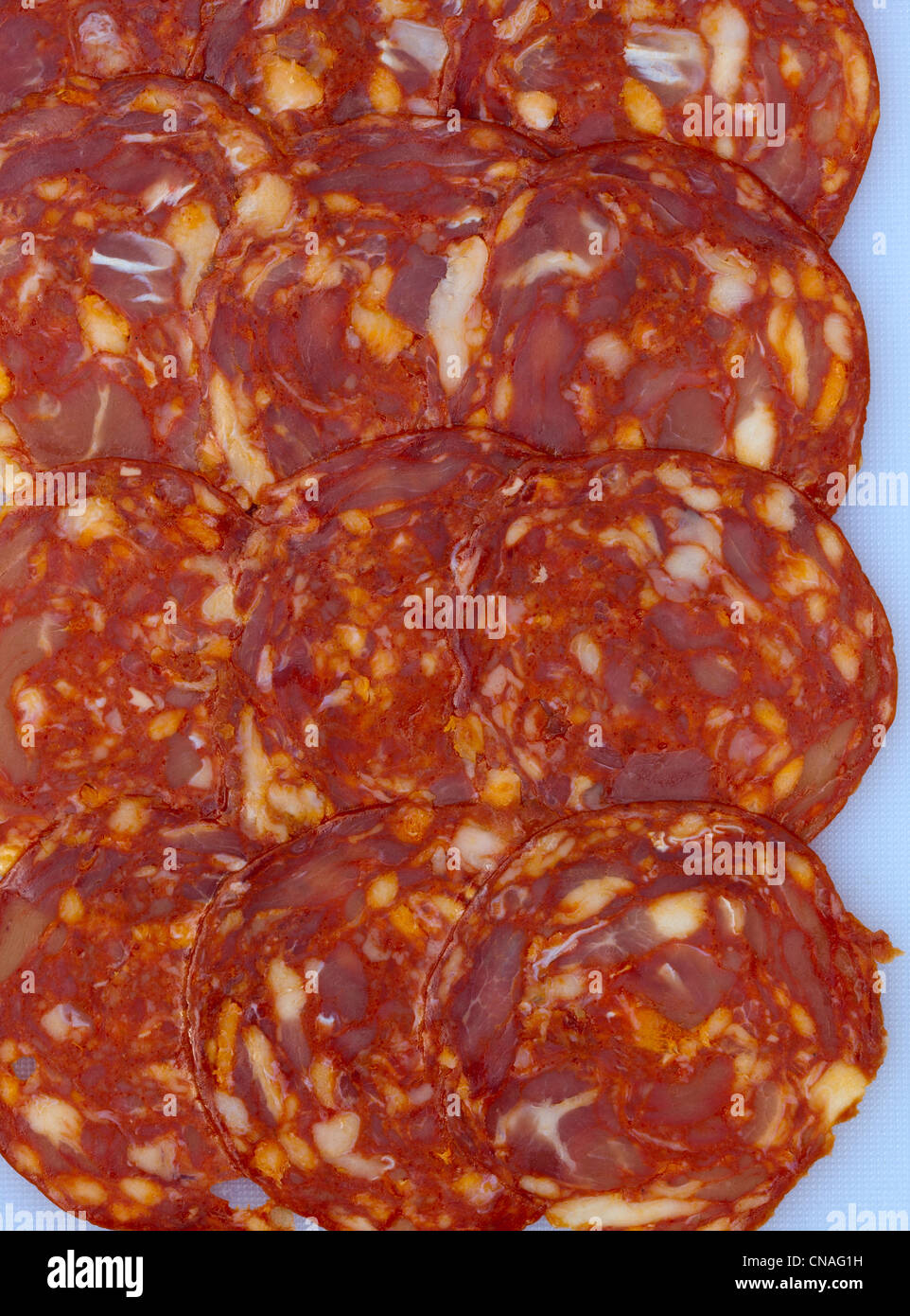 Chorizo-Scheiben Stockfoto