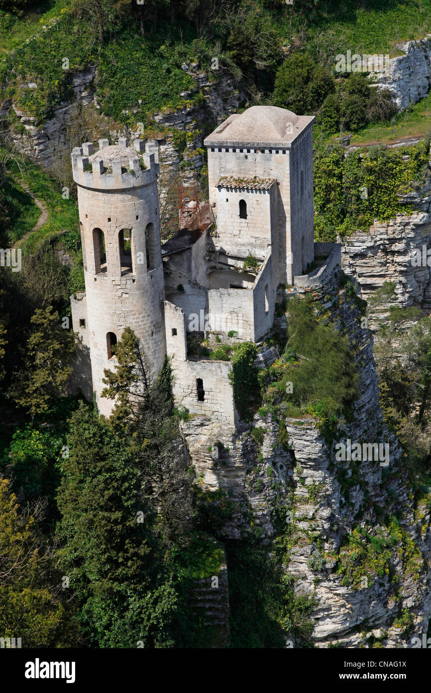 Toretta di Pepoli, Pepoli Turmburg in Erice, Sizilien, Italien Stockfoto