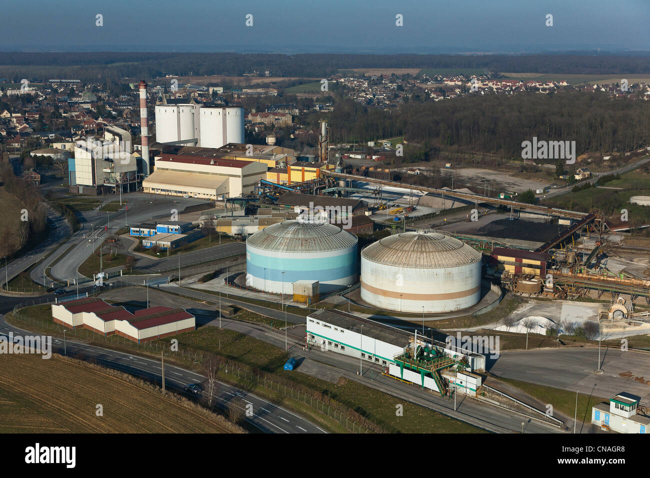 Frankreich, Eure, Etrepagny, Zucker Fabrik Saint Louis (Luftbild) Stockfoto