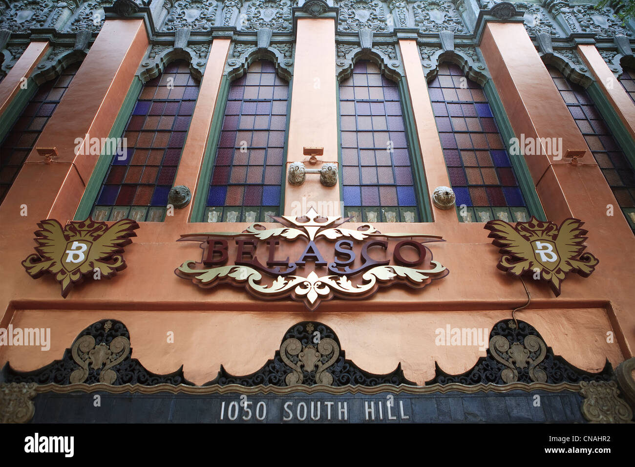 USA, California, Los Angeles, Innenstadt, die Fassade des Theaters Belasco gebaut in den frühen 1900 Stockfoto