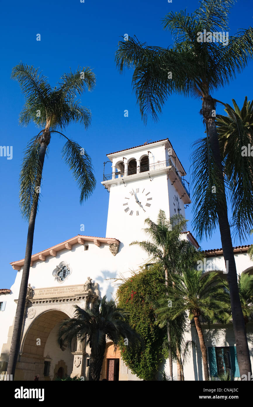 USA, California, Santa Barbara, Santa Barbara County Courthouse im neokolonialen Stil Mission Revival-Typ, der Stockfoto
