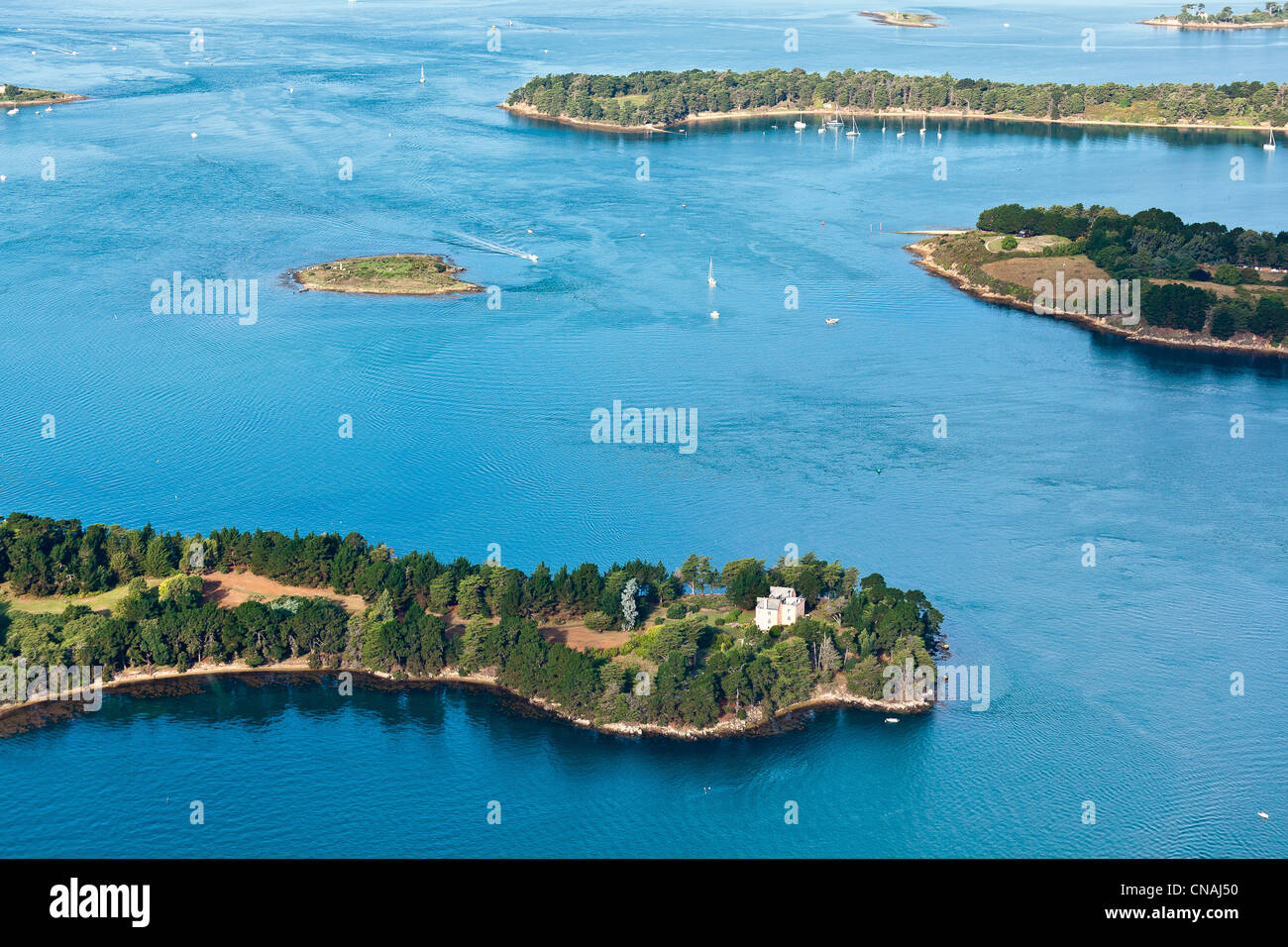 Frankreich, Morbihan, Golfe du Morbihan, Arzon, Ile De La Jument (Luftbild) Stockfoto