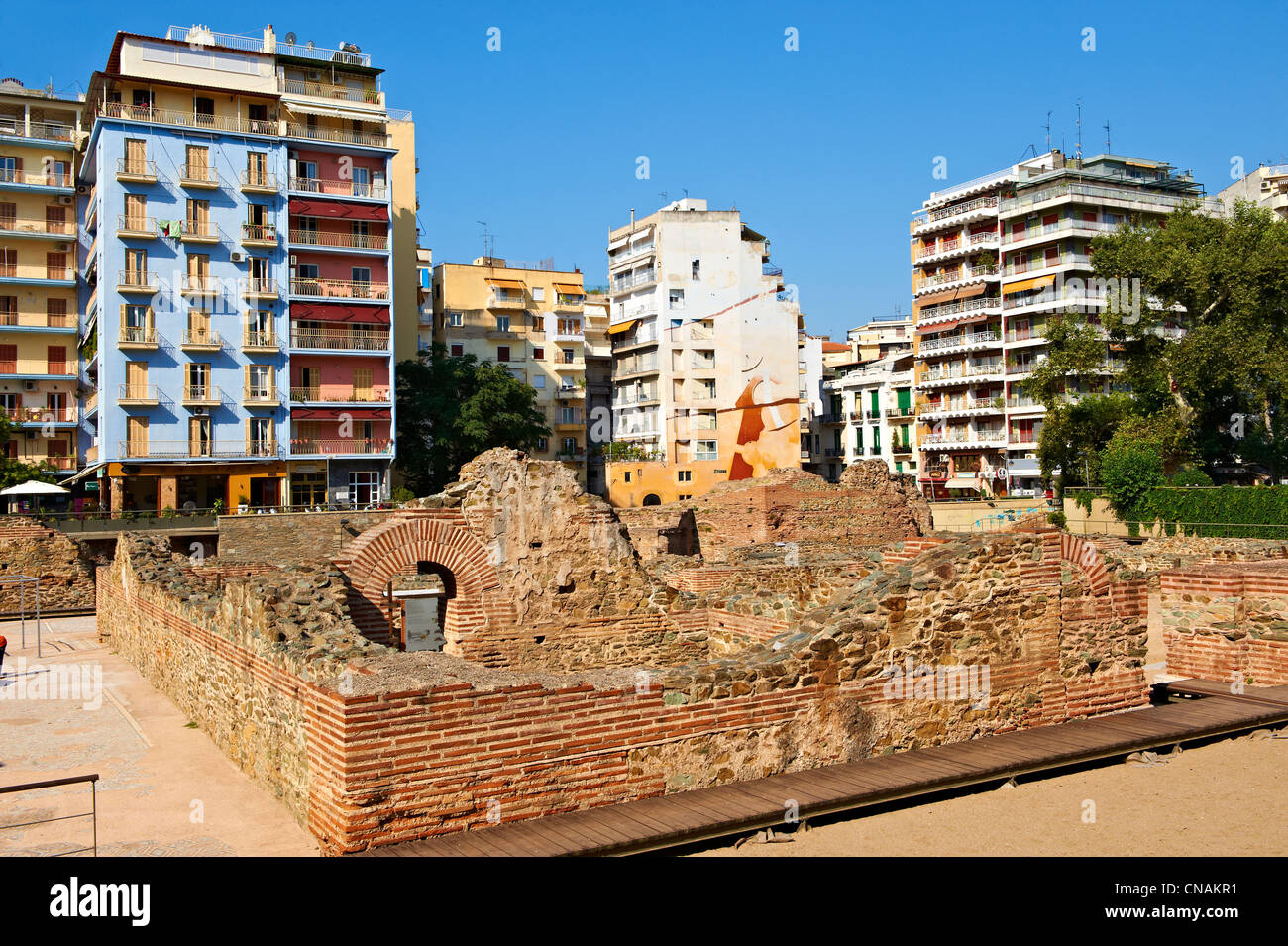 Römische Ruinen im Zentrum von Thessaloniki, Griechenland Stockfoto