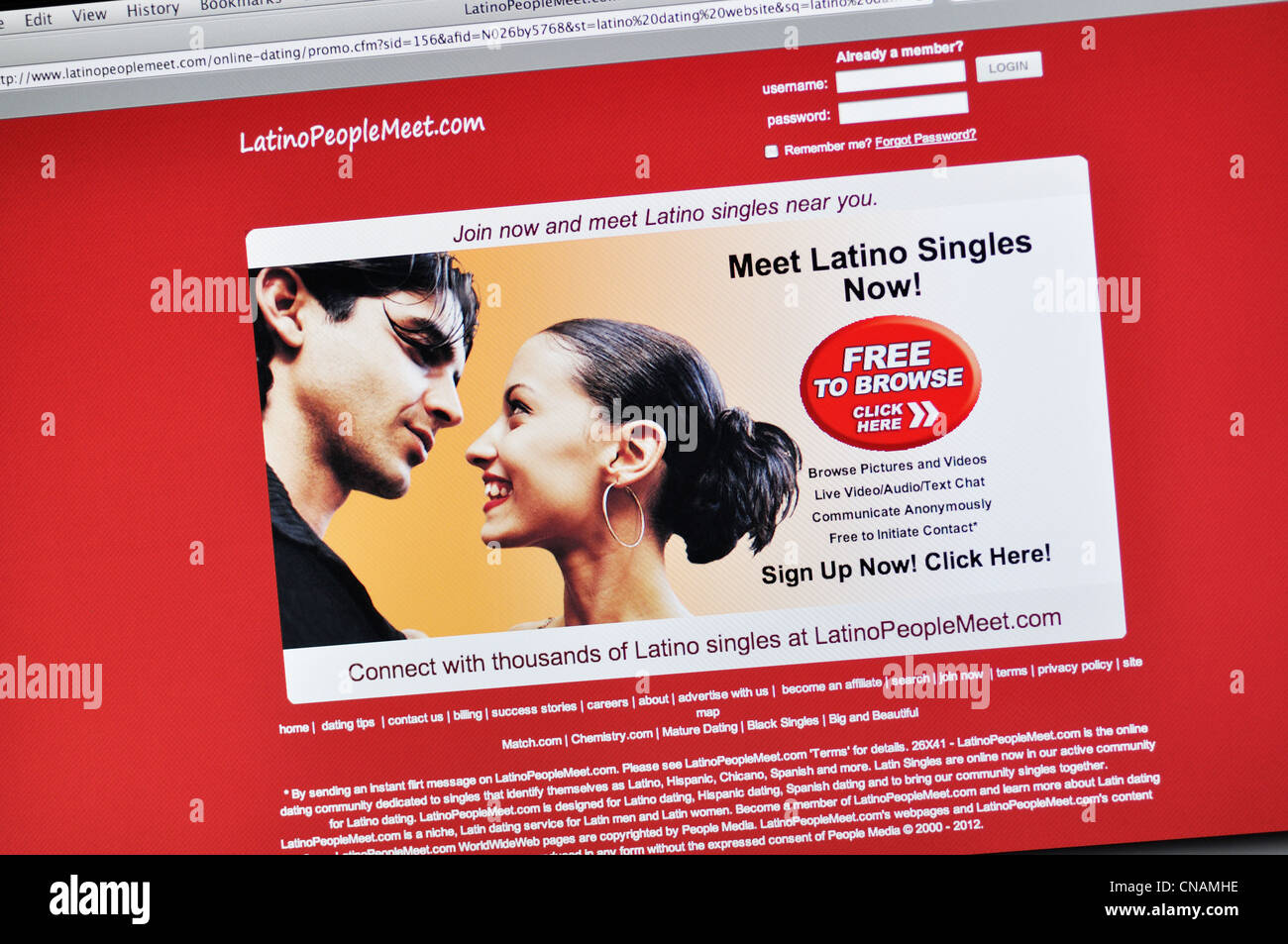 Online-dating-Webseite Latina Stockfoto