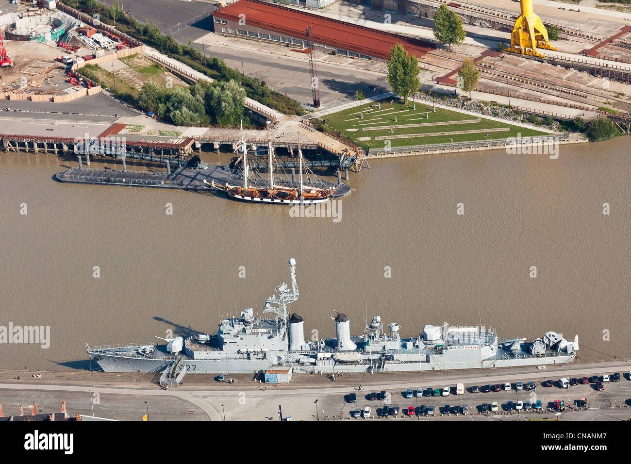 Frankreich, Loire-Atlantique, Nantes, Zerstörer Maillé Brézé historisches Denkmal (Luftaufnahmen) Stockfoto