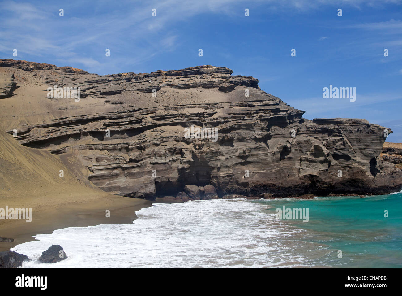 USA, Hawaii, Big Island, Sandy grün Ka Lae (Südspitze der Insel) Stockfoto