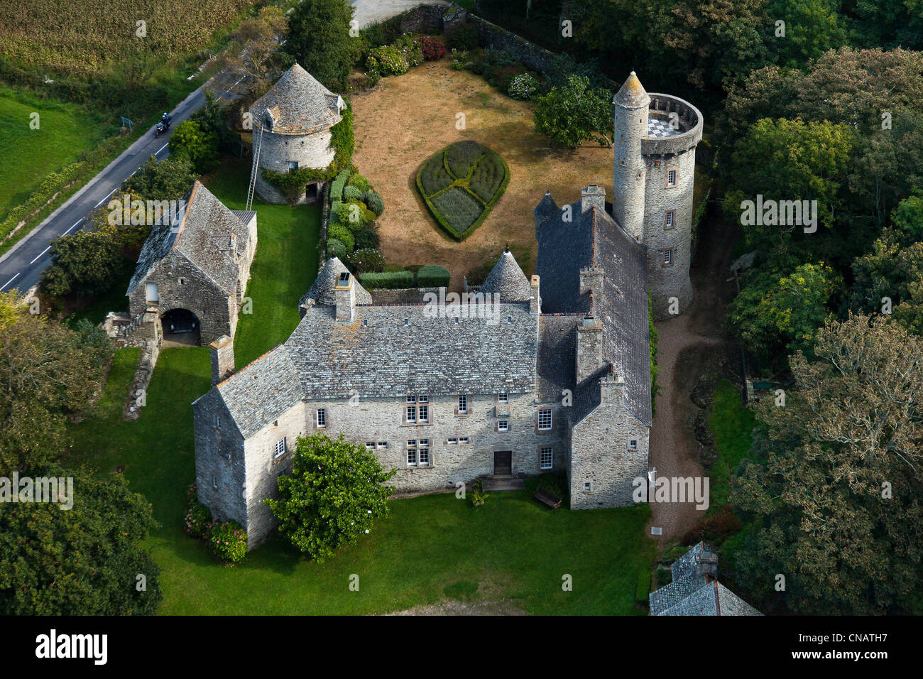 Frankreich, Manche, Urville Nacqueville, Landemer, Dur Ecu Manor (Luftbild) Stockfoto