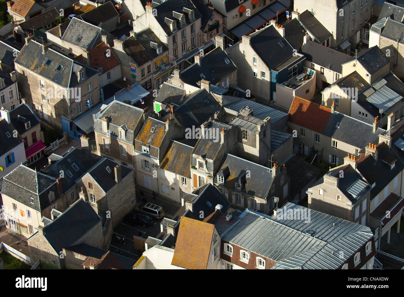 Frankreich, Calvados, Arromanches-Les-Bains (Luftbild) Stockfoto