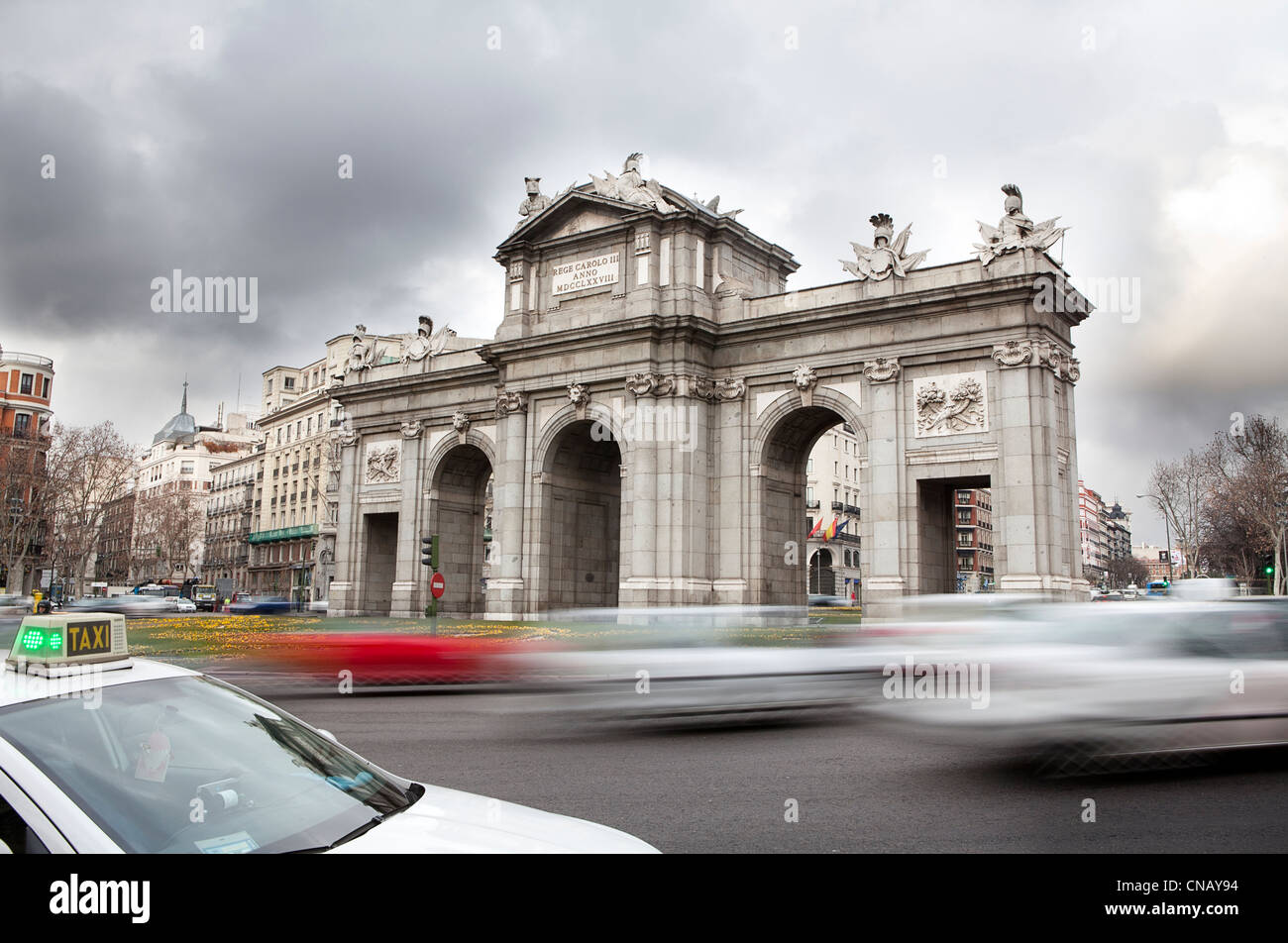 Zeitansicht Ablauf des Verkehrs in der Stadt Stockfoto