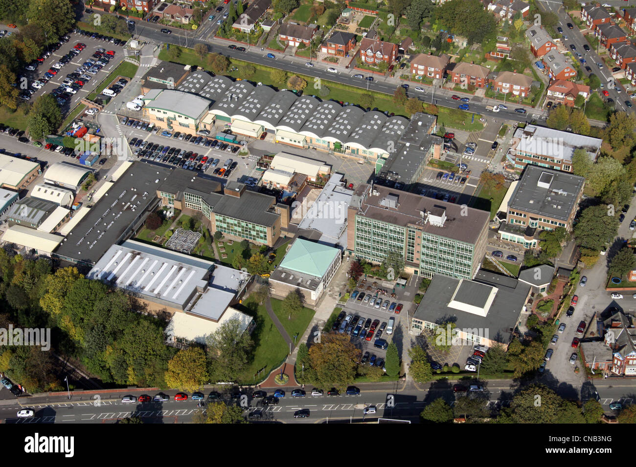 Luftbild des Tameside College, Ashton unter Lyne, Greater Manchester Stockfoto