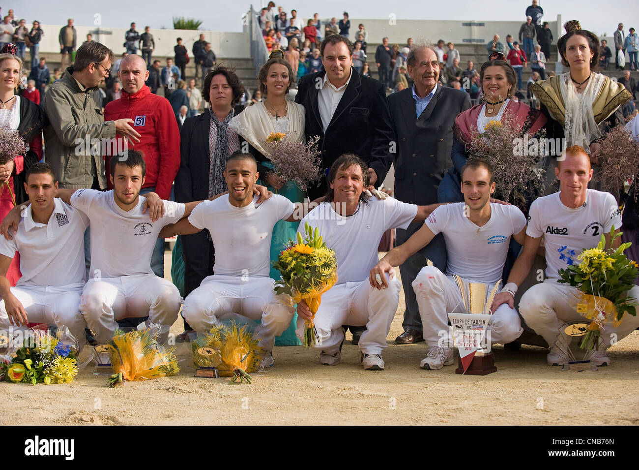 Gard, Camargue, Le Grau du Roi, Frankreich, Endrunde genannt natürlich Camargue Trophée de l ' Avenir in der Stierkampfarena Stockfoto