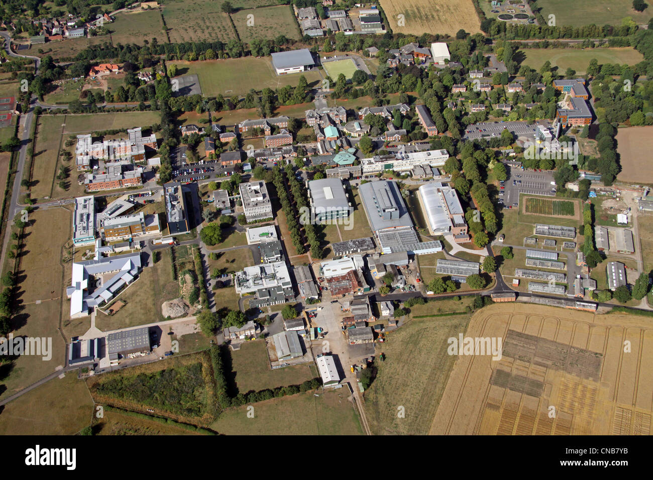Luftbild des Campus Sutton Bonington, University of Nottingham Stockfoto