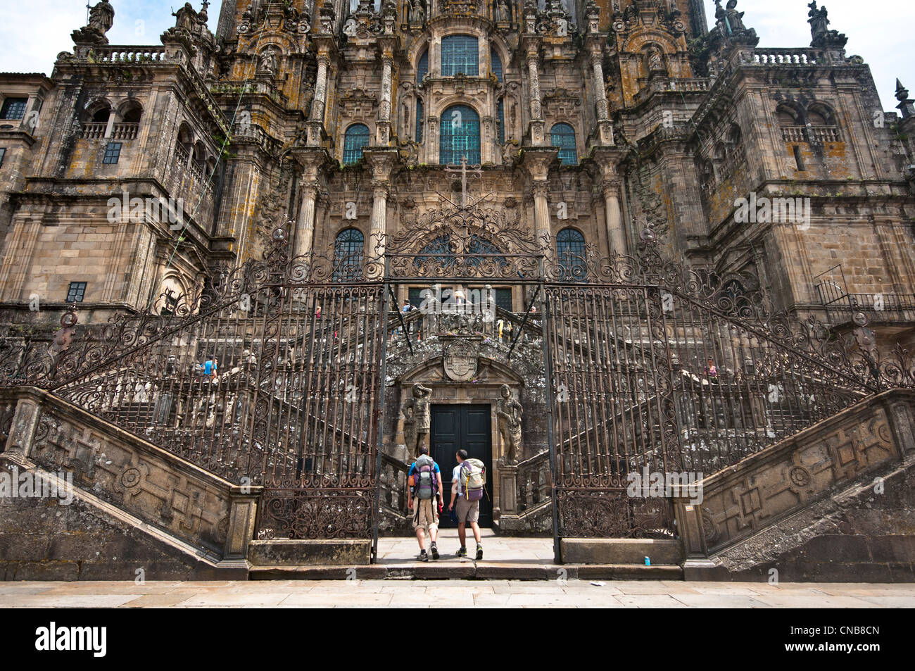 Spanien, Galizien, Santiago de Compostella, Weltkulturerbe der UNESCO, dem Dom Eingang Obradoiro Platz Stockfoto