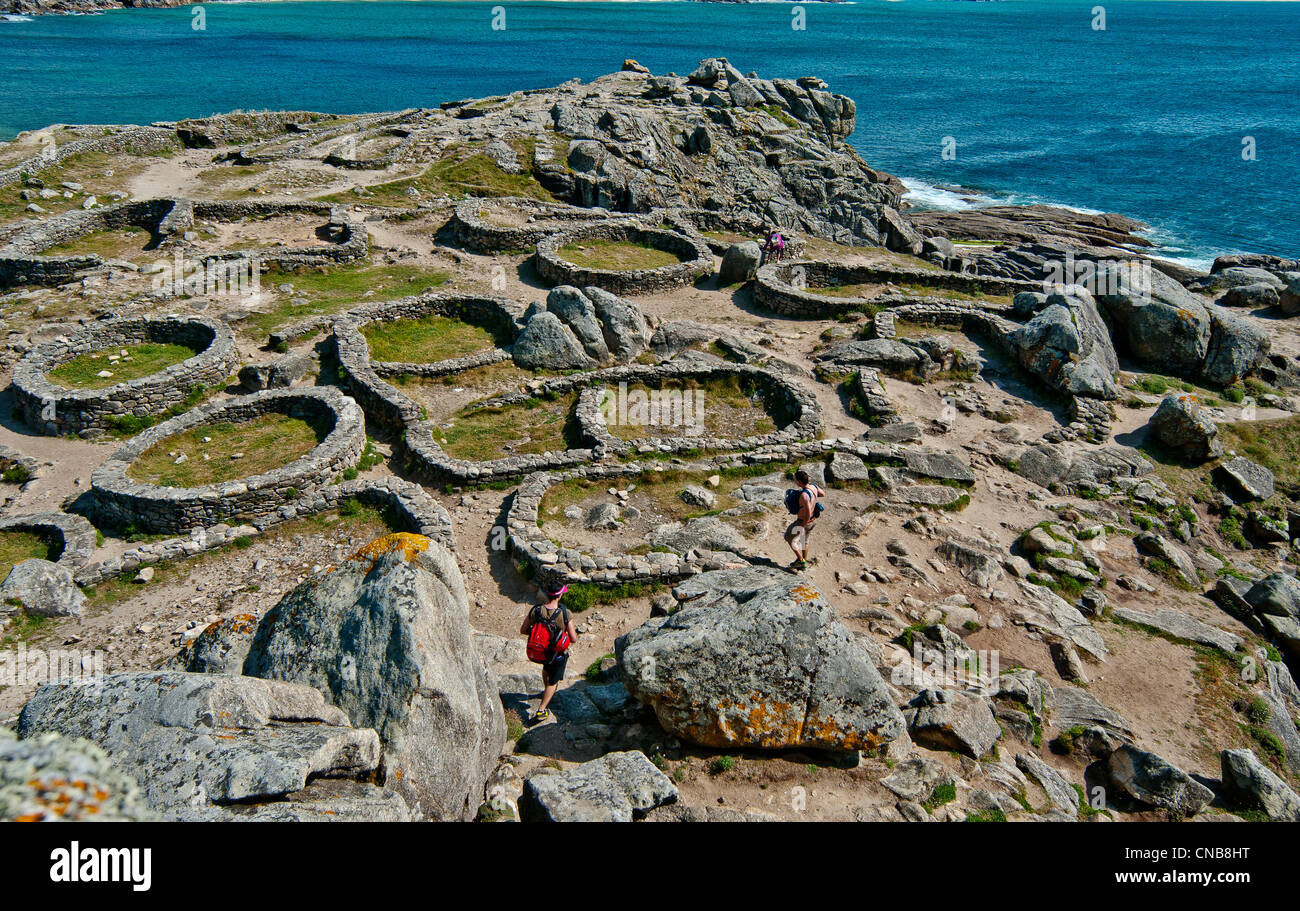 Spanien, Galicien, Castro de Barona, befestigten Dorf 5. Jahrhundert, 2 km von Porto do Son Stockfoto