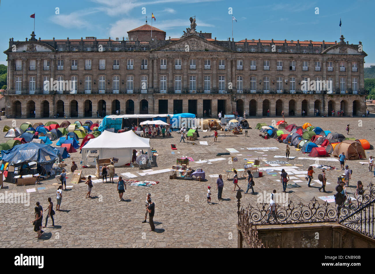 Spanien, Galizien, Santiago de Compostella, als Weltkulturerbe der UNESCO gelistet, was Platz Obradoiro tun, Raxoi Palast des 18. Jahrhunderts Stockfoto