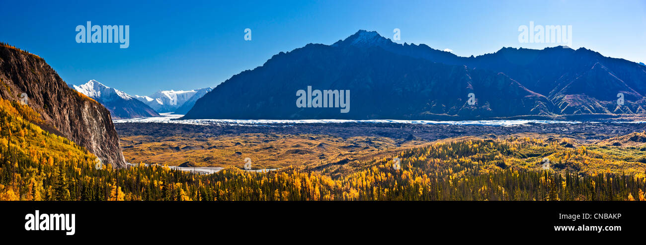 Malerischen Panorama des Lion es Head Mountain und die Matanuska Gletscher, Chugach Mountains, Yunan Alaska, Herbst Stockfoto