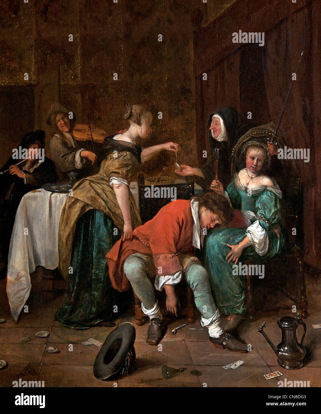 Die Bad Company 1665 Jan STEEN 1626-1679 Niederlande Niederlande Stockfoto