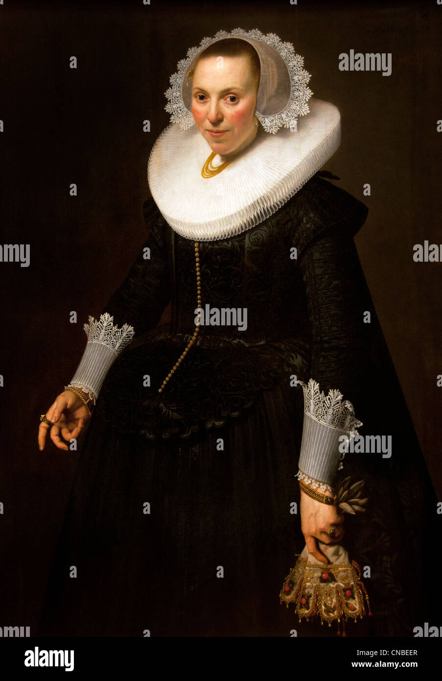 Portrait de Femme Âgée de 34 Ans - Porträt einer Frau Nicolaes ELIAS - PICKENOYS Amsterdam, 1590-1656 Niederländisch Niederlande Stockfoto