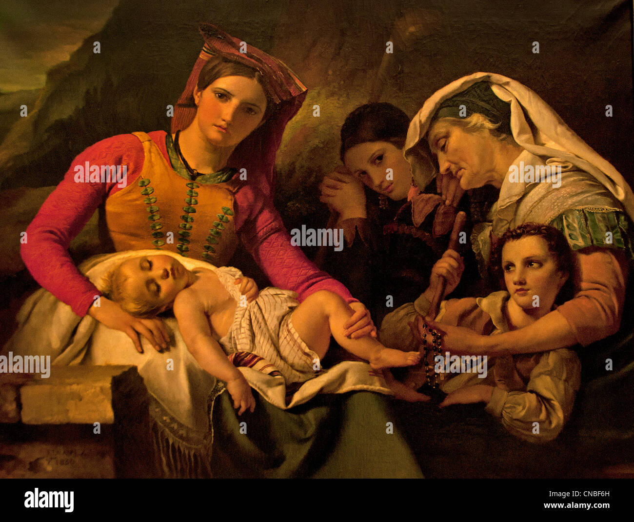 Famille Italienne - italienischen Familie abbilden François Joseph 1787-1869 flämischen belgischen Stockfoto