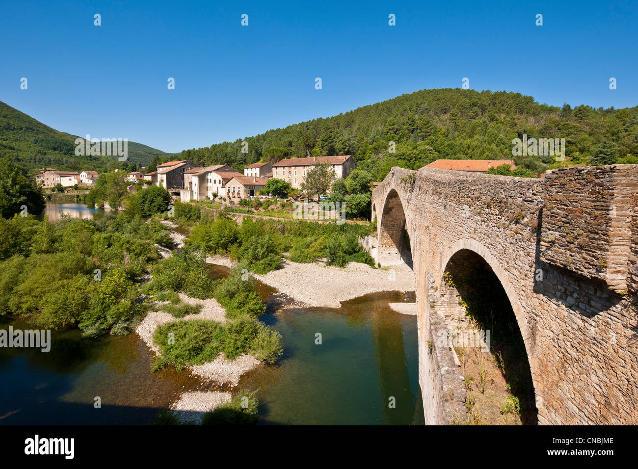 Frankreich, Herault, Parc Naturel Regional du Haut-Languedoc (natürlichen regionalen Park der Haut Languedoc), mittelalterliche Olargues Dorf, Stockfoto