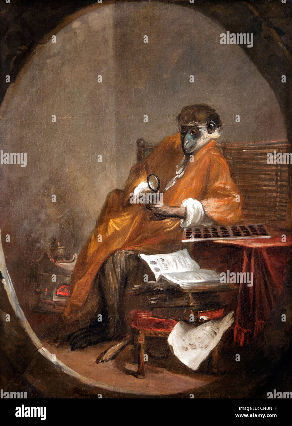 Le singe Antiquaire - The Monkey antiquarische Jean Simeon Chardin 1699-1779 Frankreich Französisch Stockfoto