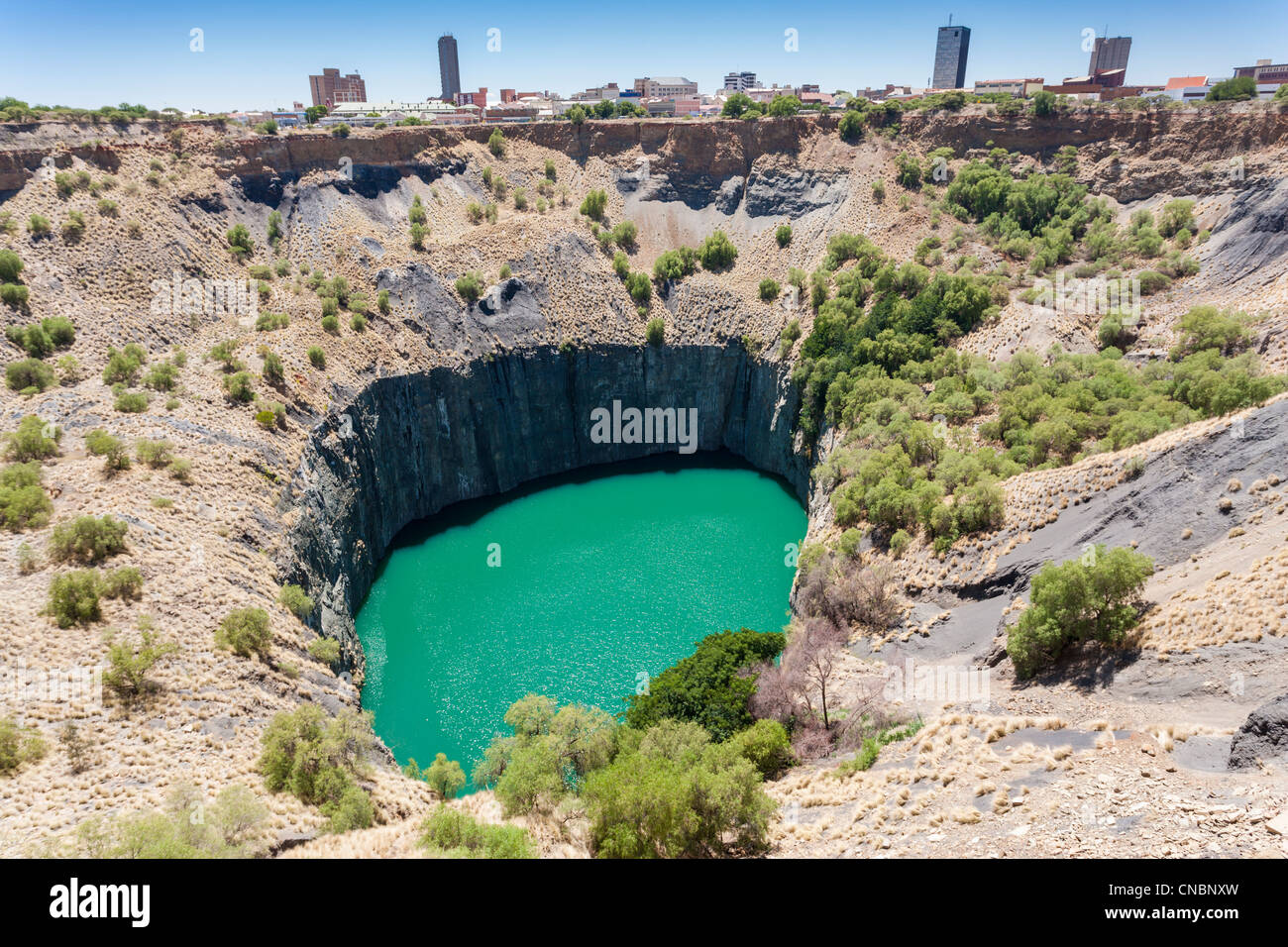 Großes Loch bleibt der Diamantenabbau, Kimberley, Northern Cape, Südafrika Stockfoto
