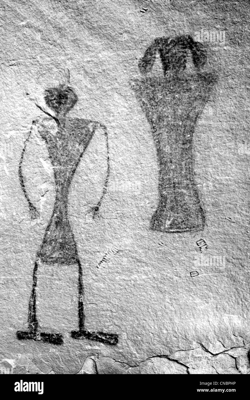 Felszeichnungen am Canyon Wand im Großraum Escalante Canyons von Utah. Stockfoto